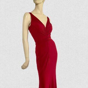 1990s Supermodel Dress, Size 8, Red Sleeveless Formal Gown, Scarlet Dress